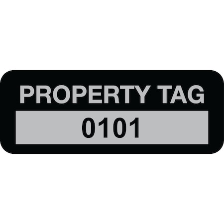 Lustre-Cal Property ID Label PROPERTY TAG5 Alum Black 2in x 0.75in Serialized 0101-0200, 100PK 253740Ma1K0101